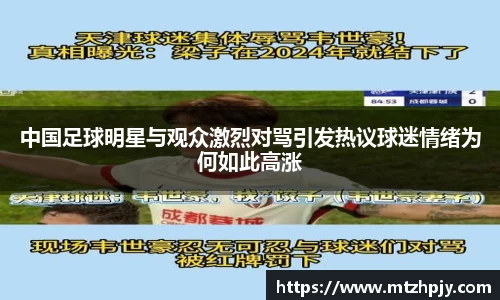 中国足球明星与观众激烈对骂引发热议球迷情绪为何如此高涨